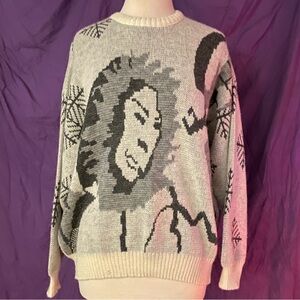 Vintage 90s Eskimo Snowflakes Ugly Christmas Wool Sweater by Silvano. Size L.
